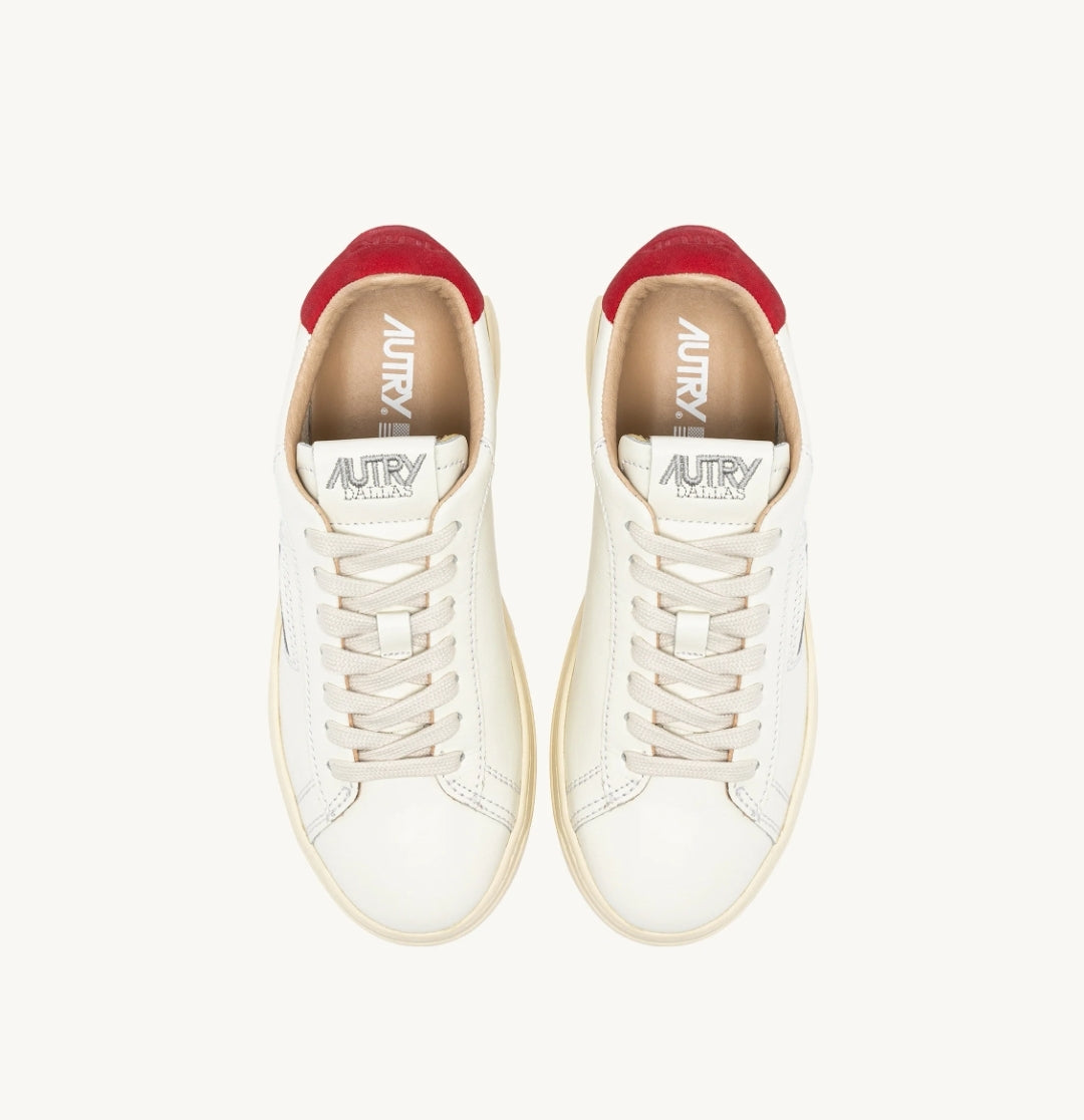 DALLAS LOW SNEAKERS IN WHITE AND RED LEATHER