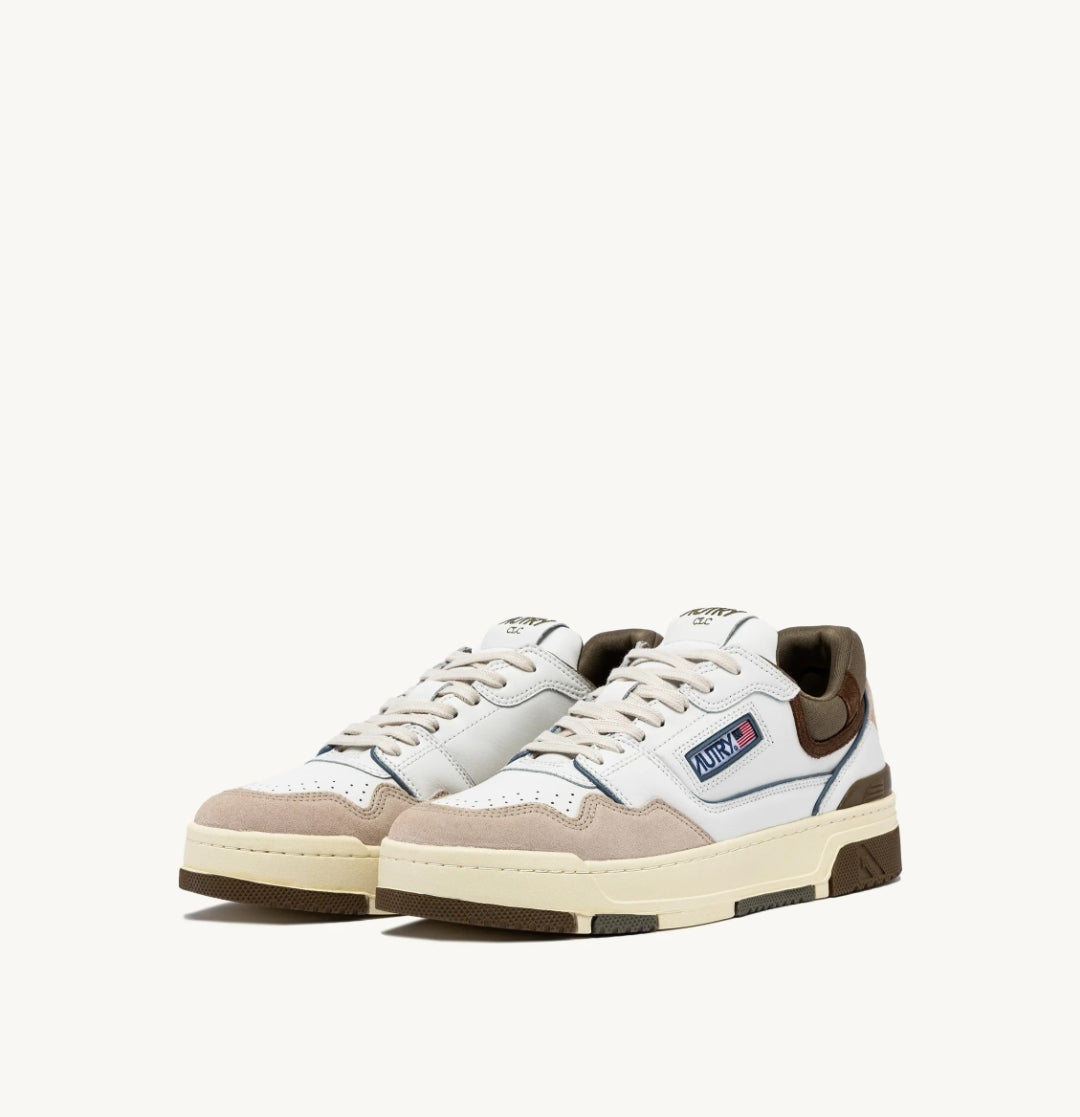CLC LOW SNEAKERS IN WHITE AND GREEN LEATHER AND SUEDE