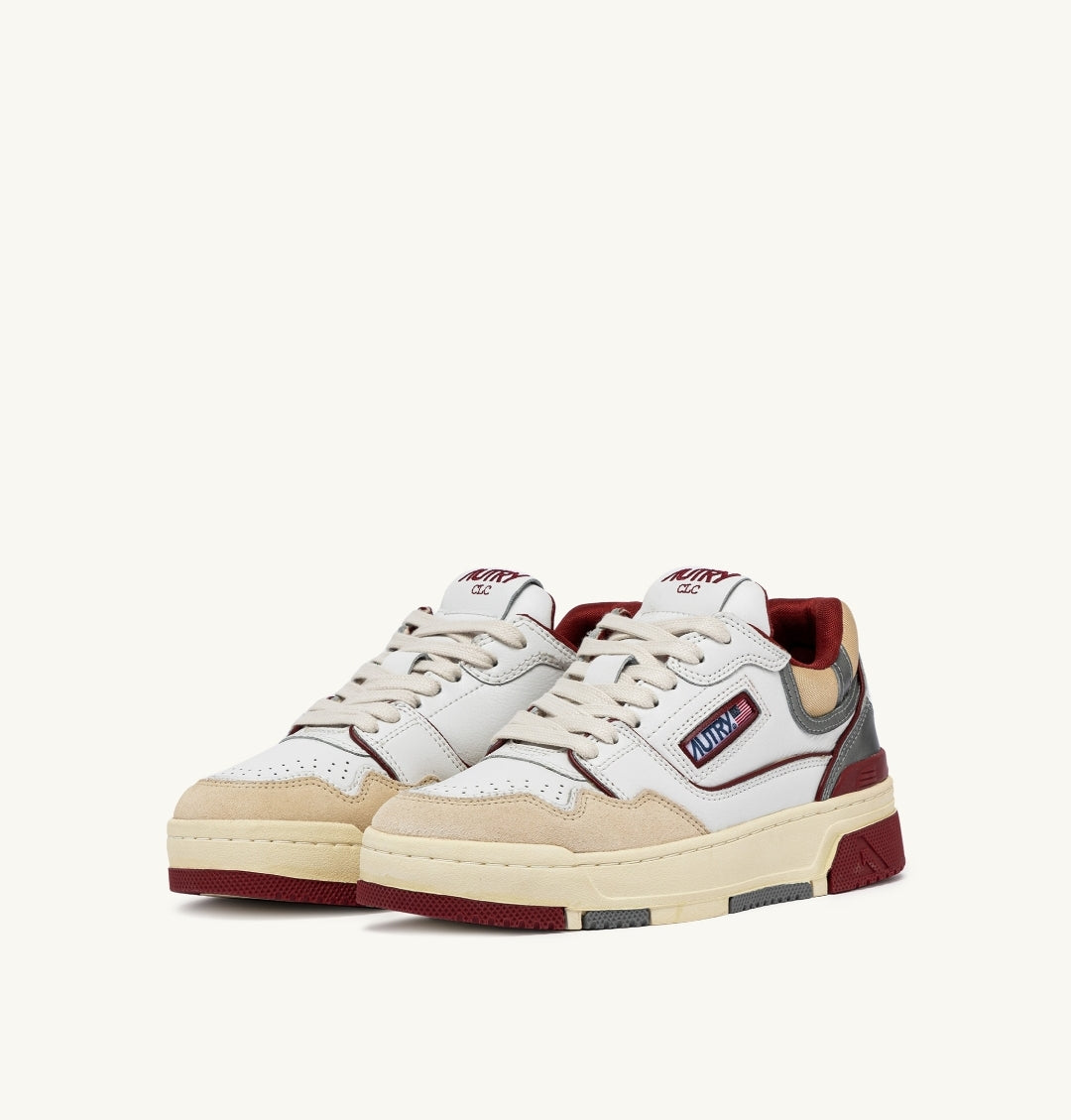 CLC LOW SNEAKERS IN WHITE, RED AND GRAY LEATHER