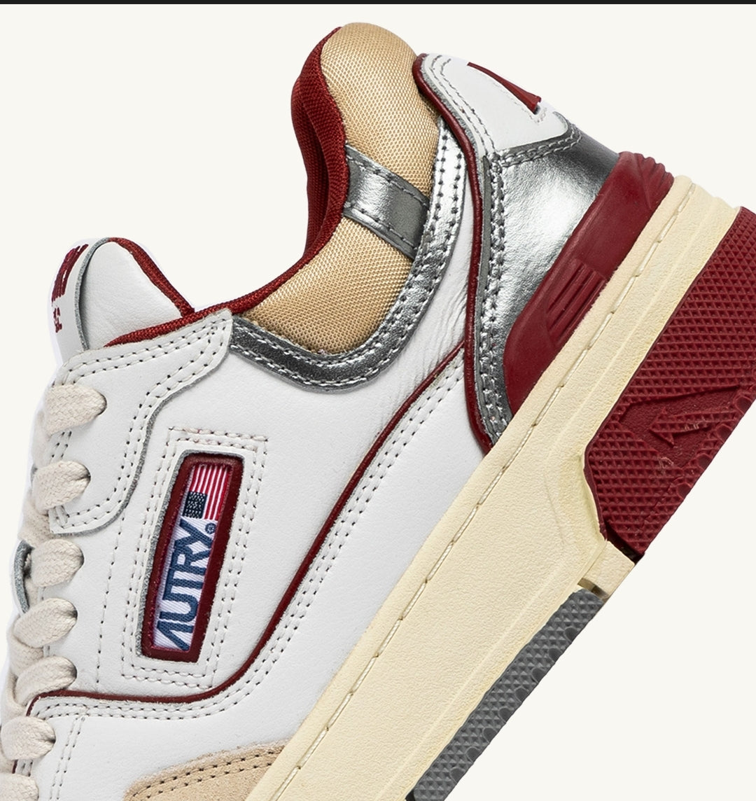 CLC LOW SNEAKERS IN WHITE, RED AND GRAY LEATHER