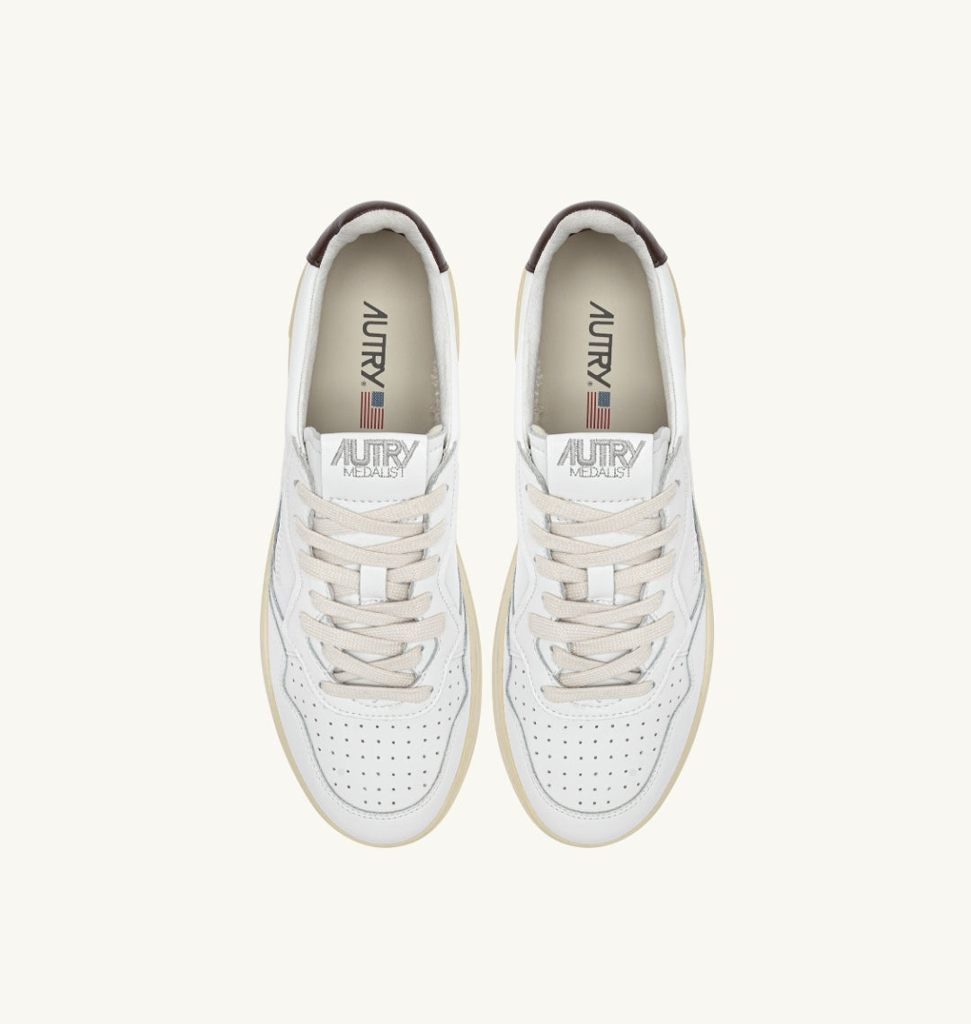 MEDALIST LOW SNEAKERS IN WHITE AND BROWN LEATHER