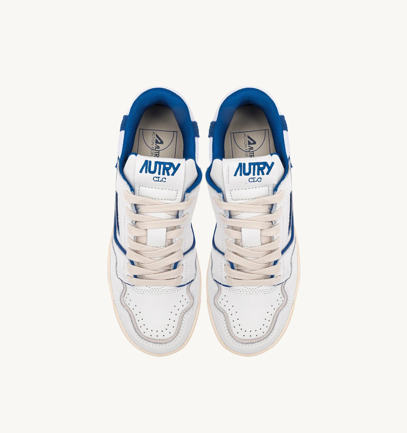 CLC LOW SNEAKERS IN WHITE LEATHER AND PRINCESS BLUE SUEDE