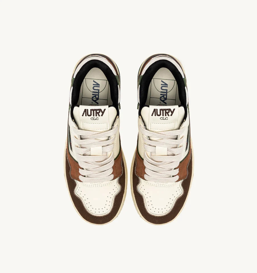 CLC LOW SNEAKERS IN EBONY AND MILITARY GREEN SUEDE AND NUBUCK