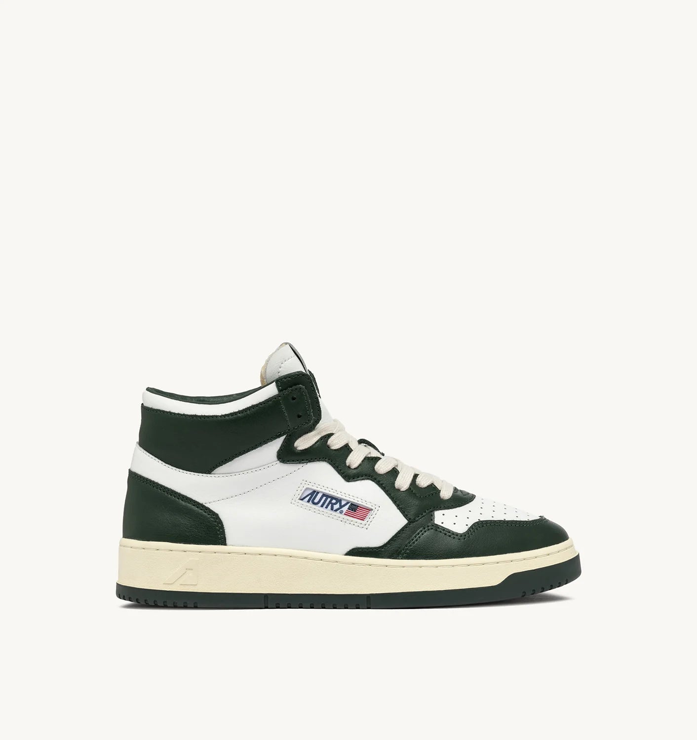 MEDALIST MID BICOLOR SNEAKERS IN WHITE AND MOUNTAIN LEATHER
