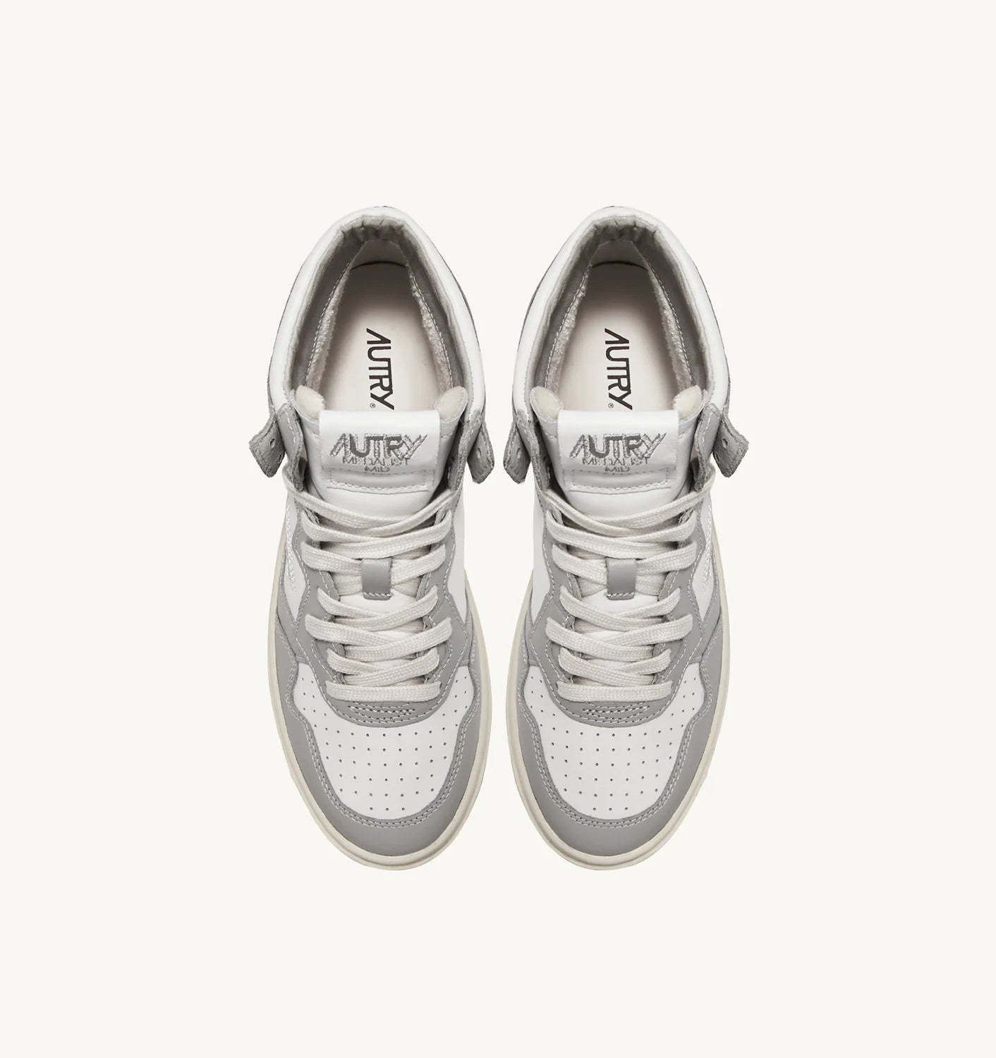 MEDALIST MID BICOLOR SNEAKERS IN WHITE AND VAPOR LEATHER