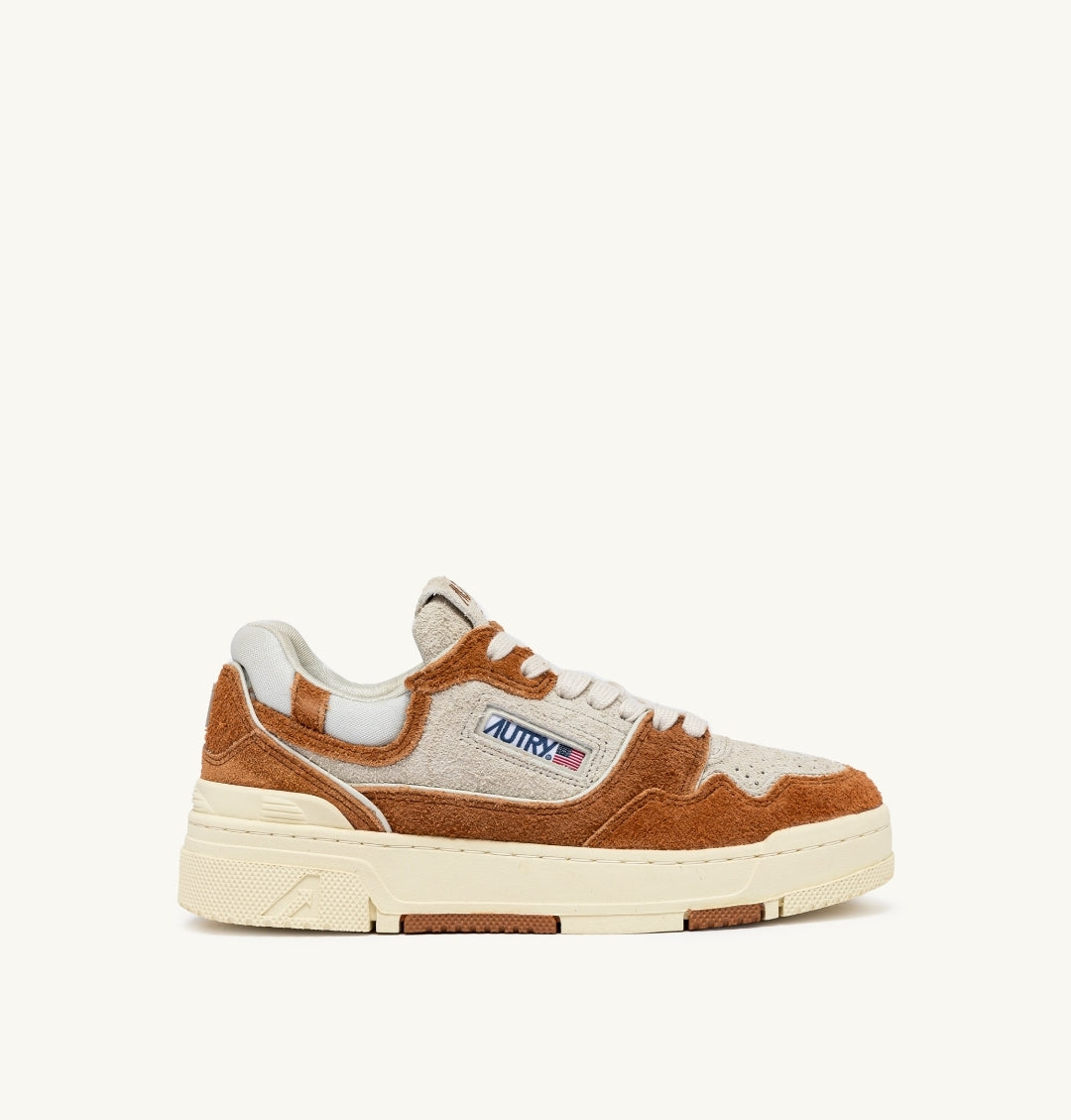 CLC LOW SNEAKERS IN CREAM AND TERRACOTTA LEATHER AND MESH