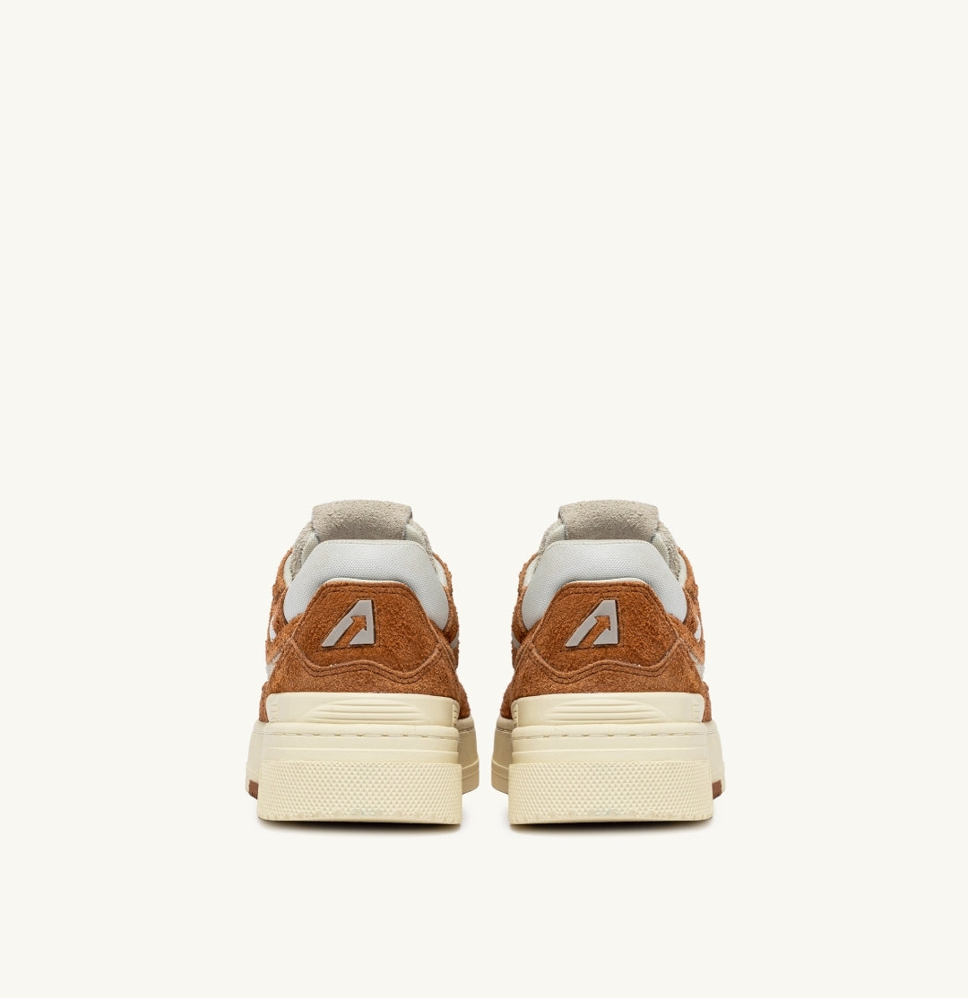 CLC LOW SNEAKERS IN CREAM AND TERRACOTTA LEATHER AND MESH