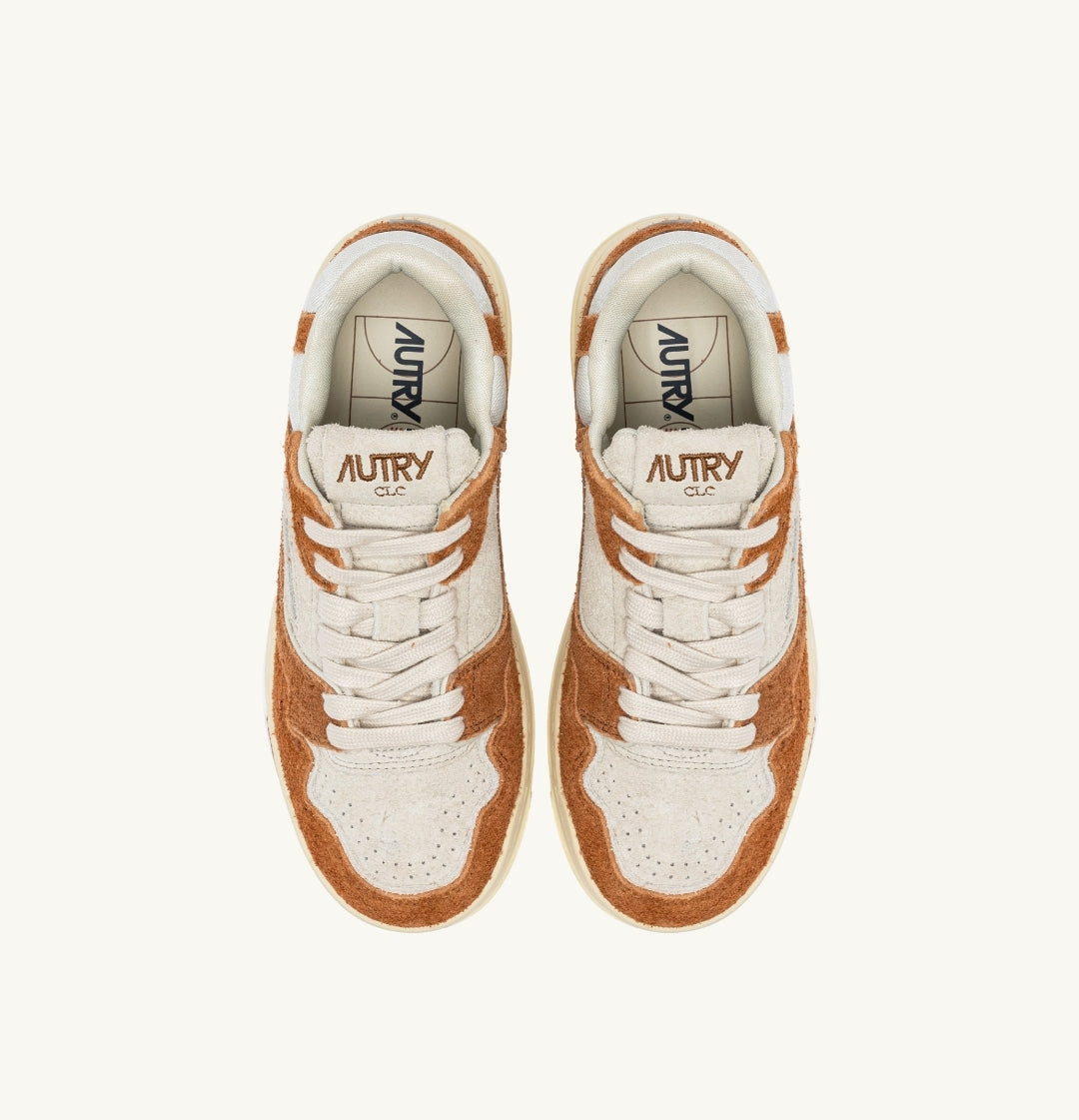 CLC LOW SNEAKERS IN CREAM AND TERRACOTTA LEATHER AND MESH