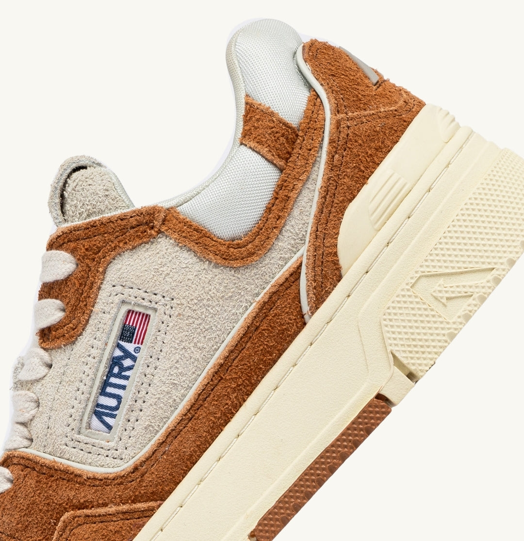 CLC LOW SNEAKERS IN CREAM AND TERRACOTTA LEATHER AND MESH