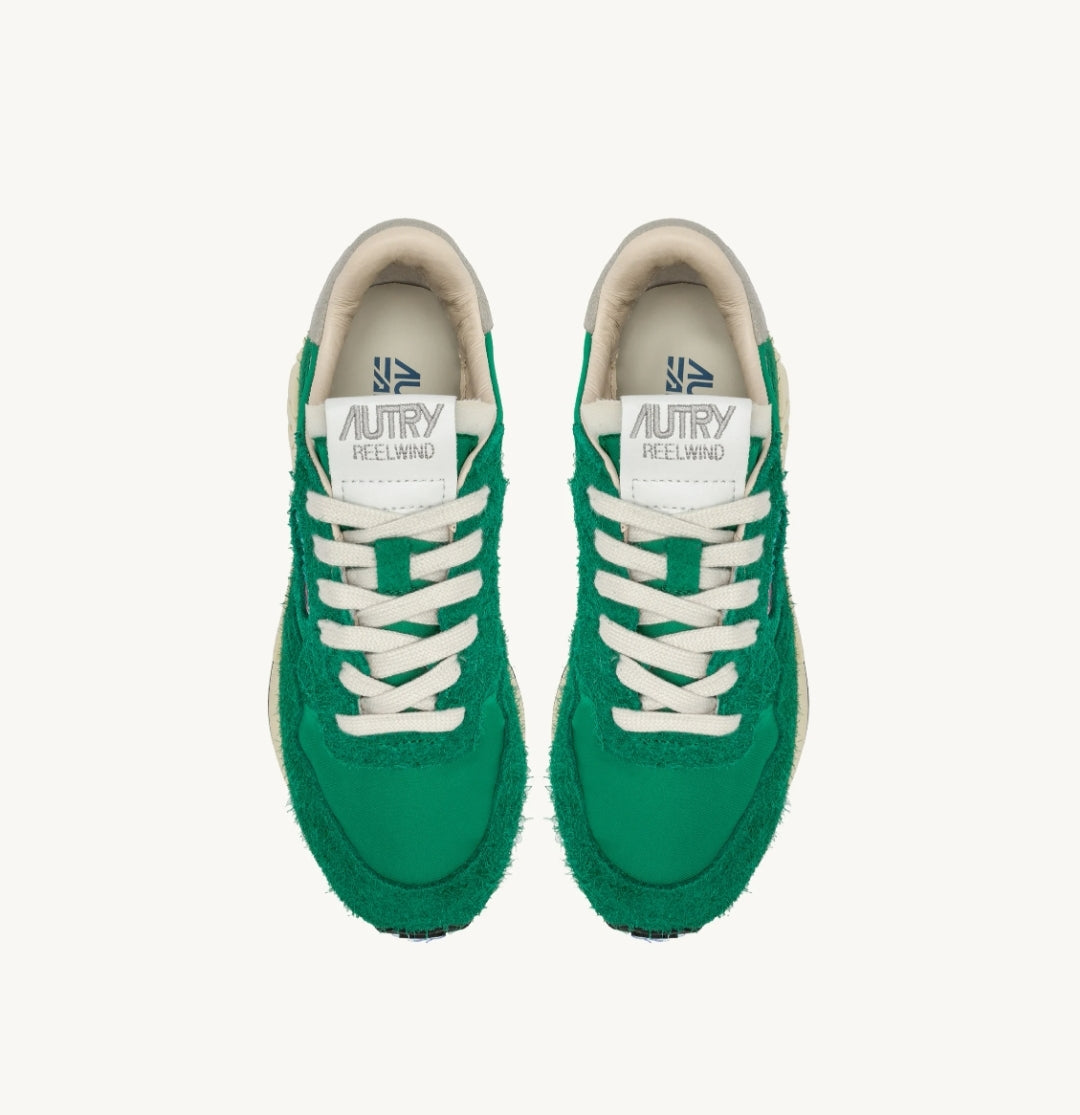 REELWIND LOW SNEAKERS IN GREEN NYLON AND SUEDE