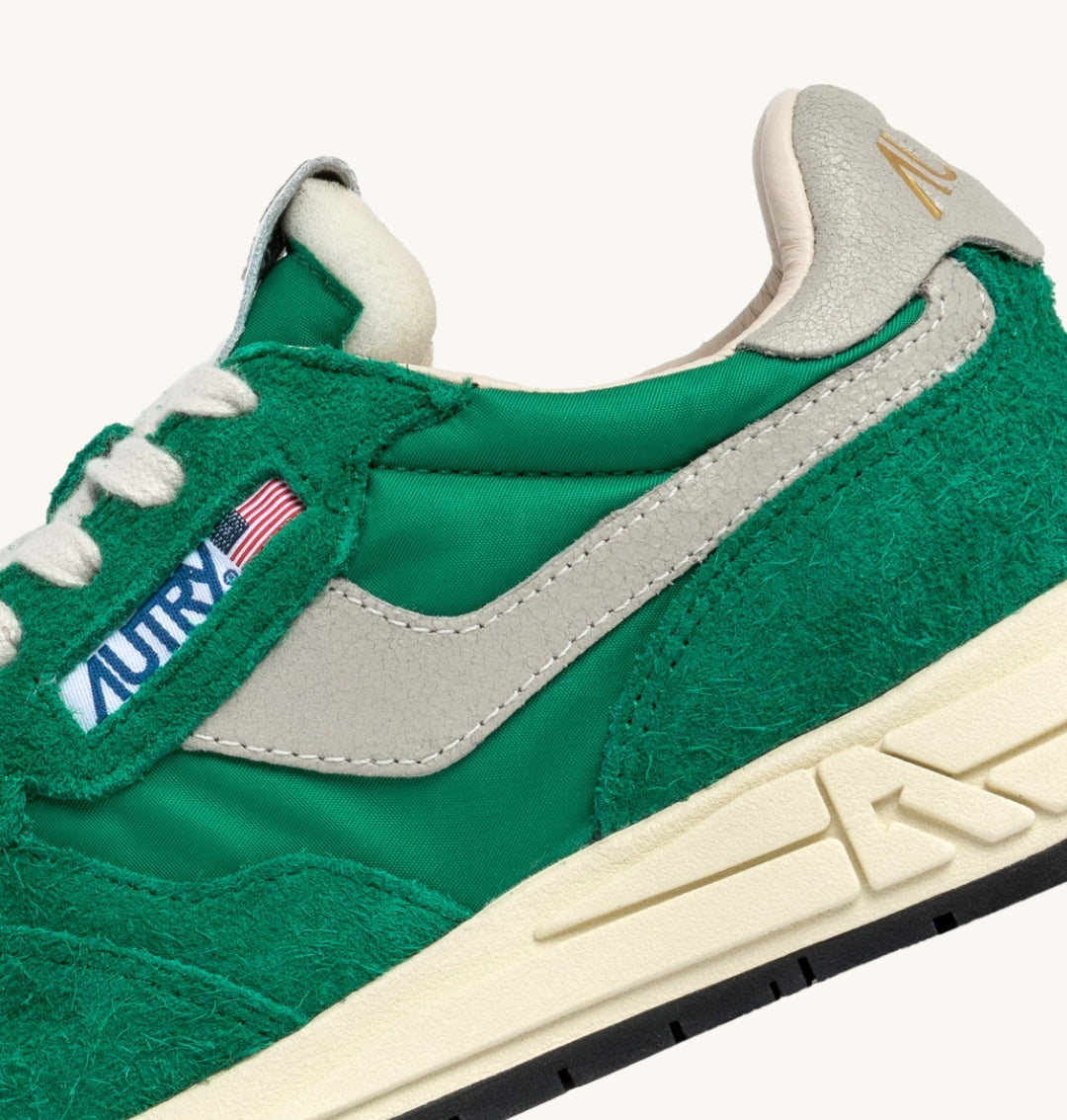 REELWIND LOW SNEAKERS IN GREEN NYLON AND SUEDE