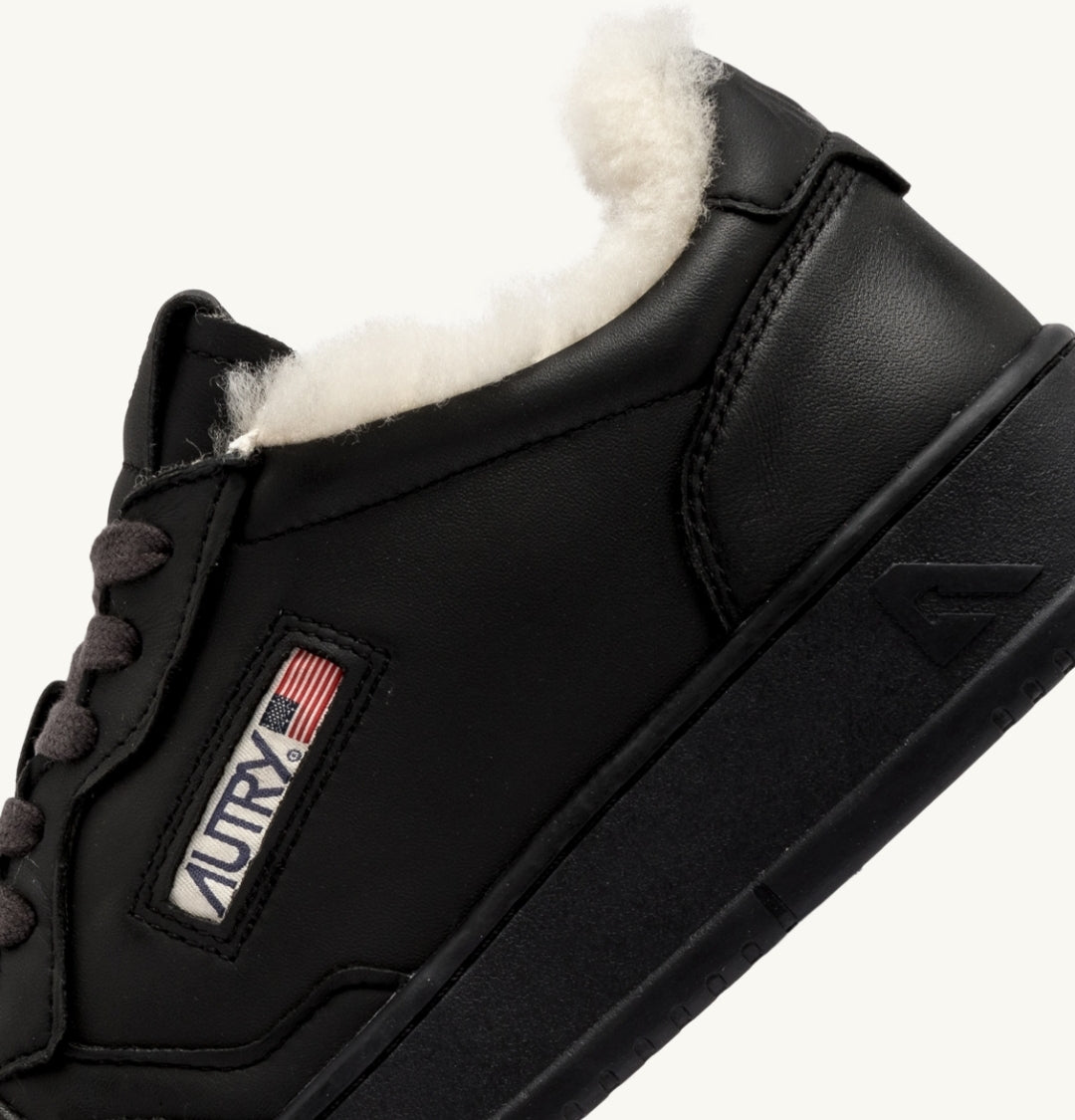 MEDALIST LOW SNEAKERS IN MATTE METEORITE LEATHER AND SHEARLING