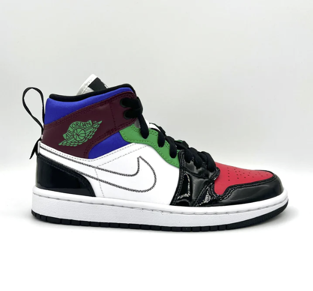 AIR JORDAN 1 MID SE BLACK WHITE MULTI-COLOR