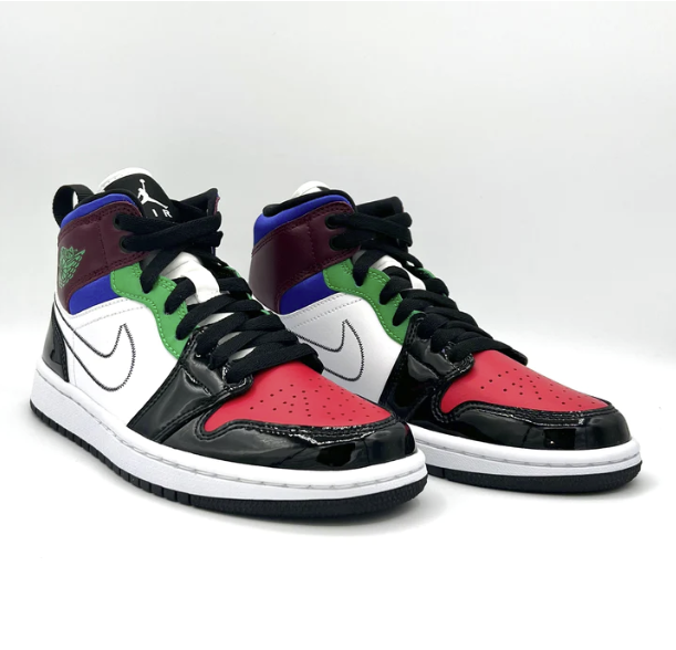 AIR JORDAN 1 MID SE BLACK WHITE MULTI-COLOR